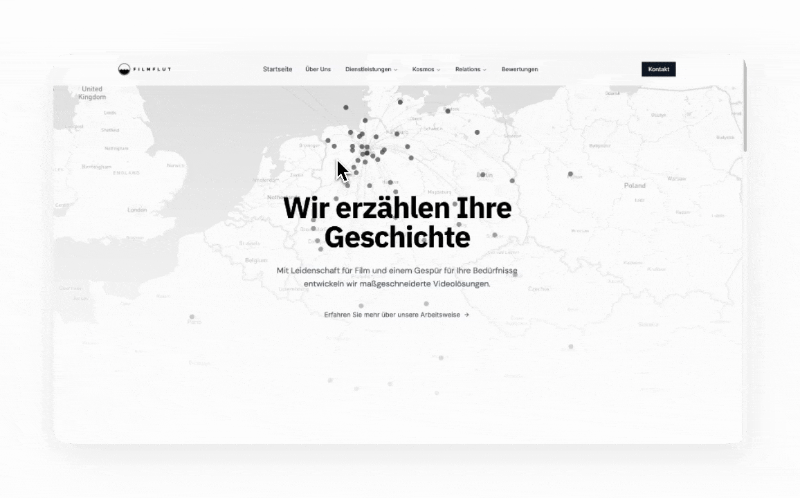 Interaktive Elemente auf der Filmflut Website